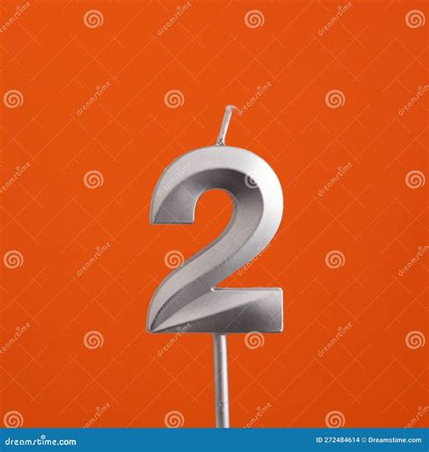 Number 2 Candle - Birthday in Orange Background Stock Photo - Image of fiery, candle: 272484614