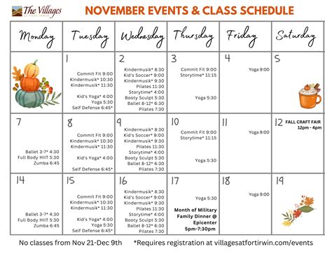 November Class & Events Calendar — Villages at Fort Irwin