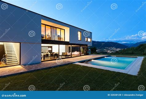 Modern villa with pool stock photo. Image of grass, modern - 32028128