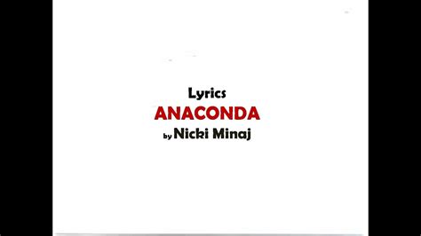Nicki Minaj - Anaconda (Lyrics vidéo) - YouTube