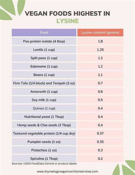 The 17 Best Vegan Sources of Lysine - Thyme to Go Vegan RD | Lysine foods, Lysine rich foods ...