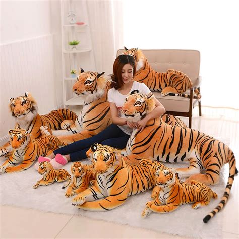 Domineering Lifelike Tiger Model Plush Toys Emulational Stuffed Animal Tiger Dolls Children's ...