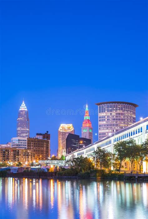 Cleveland Skyline with Reflection at Night,cleveland,ohio,usa Stock Image - Image of cityscape ...