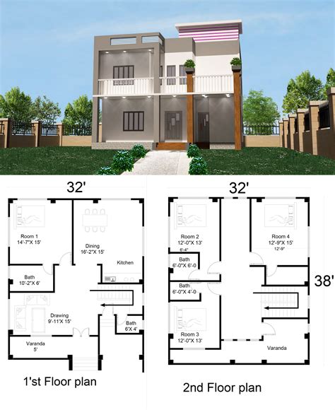 Simple 2 Storey House Design with Floor Plan | 4 Bedrooms