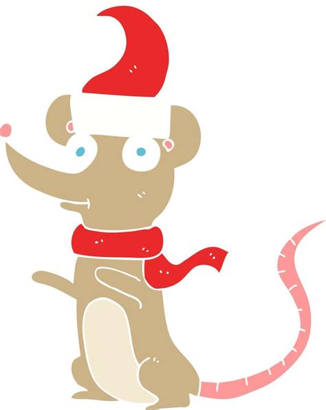 flat color illustration of mouse wearing christmas hat 11861959 Vector Art at Vecteezy