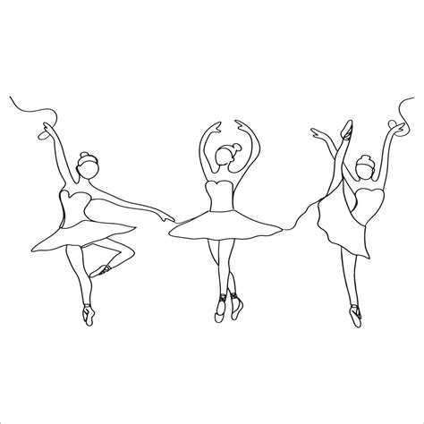 Ballerinas Line Art, Dance Sketch, Ballet Outline Drawing, Dancing, Minimalist Athlete, Simple ...