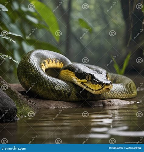 AI Images - Giant Anaconda in Amazon Forest Stock Illustration ...