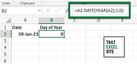 Calculate the Day of the Year in Excel - That Excel Site