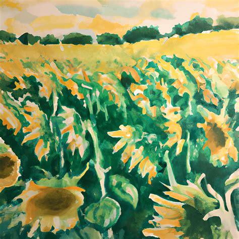 Sunflower Field Watercolor Graphic · Creative Fabrica