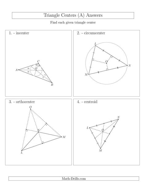 Circumcenter And Incenter Worksheet