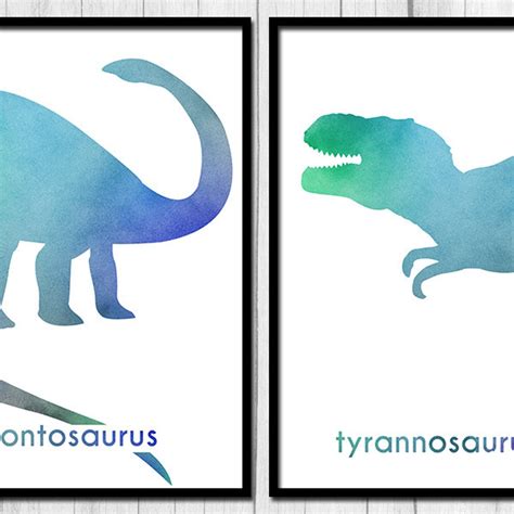 Watercolor Print Dinosaur Wall Art Digital Download Watercolor Art Kids ...