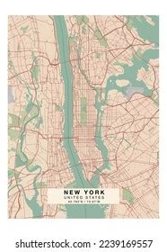 New York City Map Illustration Poster Stock Illustration 2239169557 ...