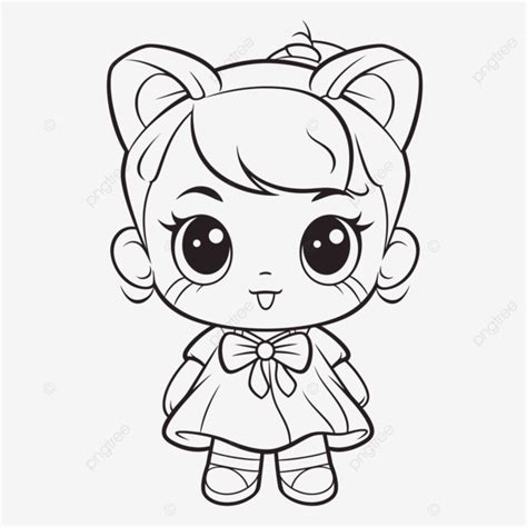 Kitty Baby Coloring Pages 卡通可愛女孩輪廓素描畫 向量, 卡通畫畫, 卡通圖片輪廓, 卡通圖片素描向量圖案素材免費 ...