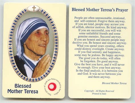 Mother Teresa Prayer Card | ubicaciondepersonas.cdmx.gob.mx