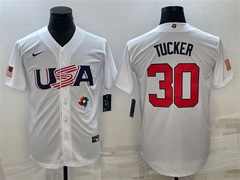 USA 30 Kyle Tucker White Nike 2023 World Baseball Classic Jerseys