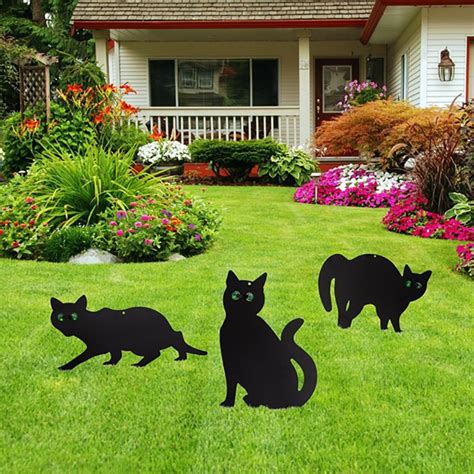 3 Metal Black Cat Scarers - Garden Pest Deterrent - Decorations ...