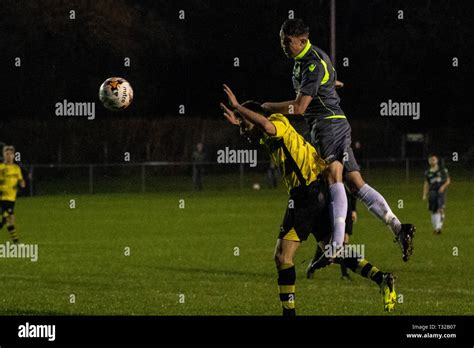 Taffs Well v Penybont in Welsh Football League Division One at the Rhiw'r Ddar Stadium Stock ...