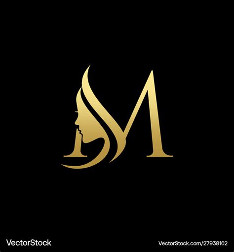 Letter m beauty women face logo design Royalty Free Vector