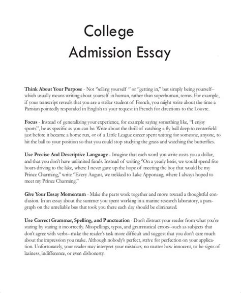 College Admission Essay Template Collection