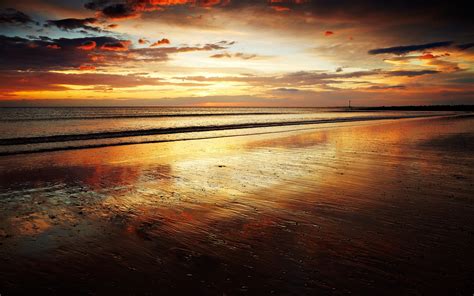 Online crop | landscape photography of low tide sea during golden hour HD wallpaper | Wallpaper ...