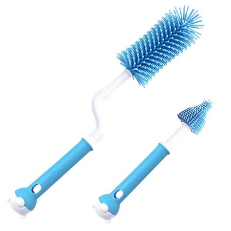 2pcs Baby Silicone Bottle Brushes 360 Degree Rotation Nipple Cleaning Brush