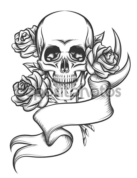 Resultado de imagem para CAVEIRAS COM ROSAS Skull Art Drawing, Skull ...