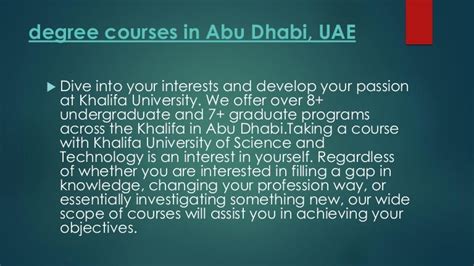 Degree courses in abu dhabi, uae