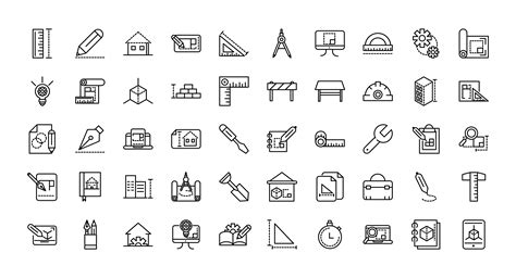 Assorted architecture and construction line icons 1236209 Vector Art at Vecteezy