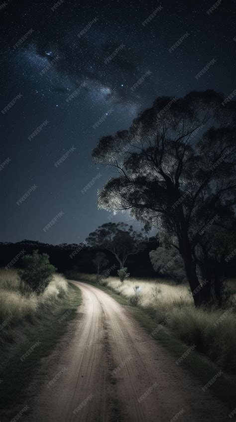 Premium AI Image | A road leading to the stars at night