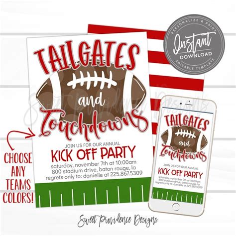 Football Tailgate Kick off Party Invitation Editable Football - Etsy