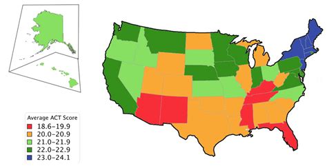 Average ACT scores by state [1107x571] : r/MapPorn