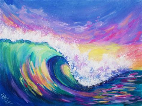 3 Color Challenge WAVE AT SUNSET Acrylic Painting Tutorial | The Art Sherpa - Gallery - The Art ...