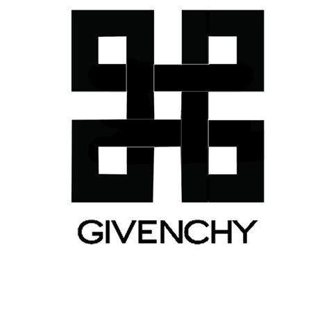 the logo for givenchy, which is designed in black and white with squares on it