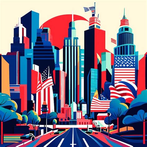 Premium Vector | Usa city landscape vector illustration