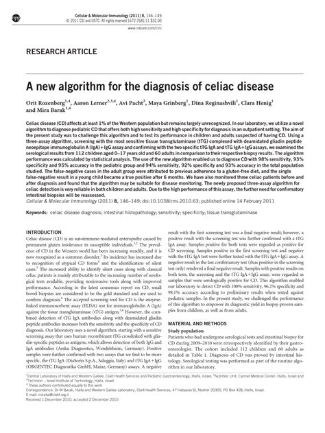 (PDF) A new algorithm for the diagnosis of celiac disease