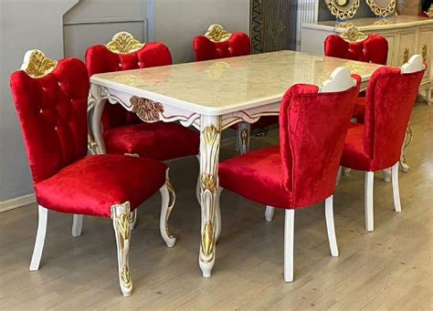 Casa Padrino luxury baroque dining room set red / white / gold - 1 ...