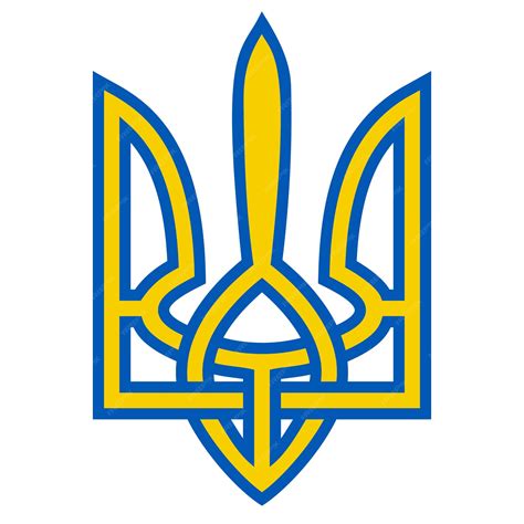 Premium Vector | Coat arms Ukraine trident yellow blue flag coat arms ...