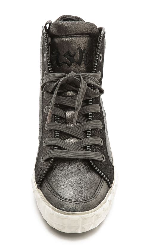 Ash Shake High Top Zipper Sneakers - Black/Graphite/Graphite - Lyst