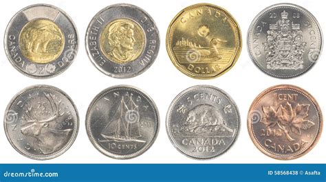 Circulating Canadian Dollar Coins Editorial Stock Photo - Image of cent ...