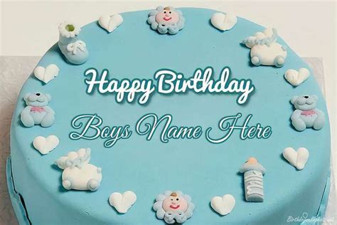 Baby Boys Birthday Wishes Cake With Name Edit