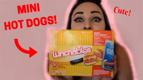 MINI HOT DOGS LUNCHABLES REVIEW (EAT WITH ME) | ElizaCat - YouTube