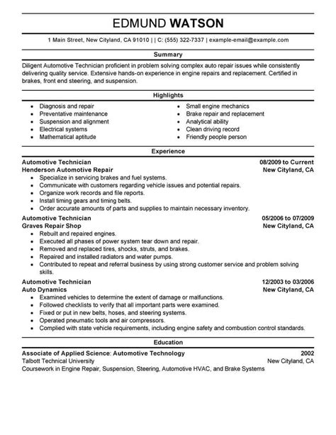 Best Automotive Technician Resume Example From Professional Resume Writing Service