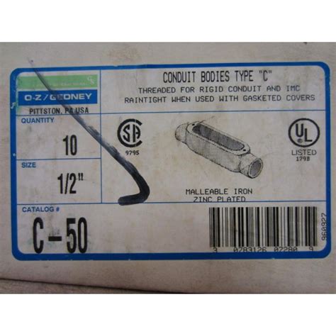 OZ Gedney C-50 Conduit Bodies C50 Type C 12" (Pack of 10) - Mara Industrial