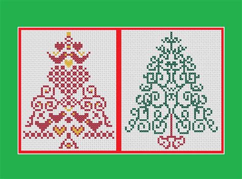 Christmas cross stitch patterns: two Christmas tree designs