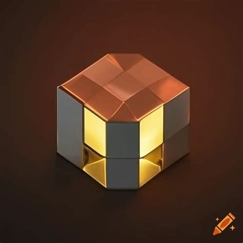 Cube with golden, silver, and copper faces with tesla logo on Craiyon