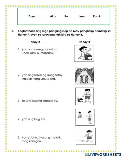 Panghalip Panao Worksheet For Grade 1 Live Worksheets Images And ...