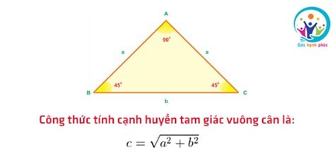 Tìm cạnh huyền tam giác vuông cân và tính toán các thông số hình học liên quan