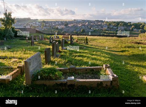 The village of Denholme West Yorkshire, seen from the graveyard of its ...