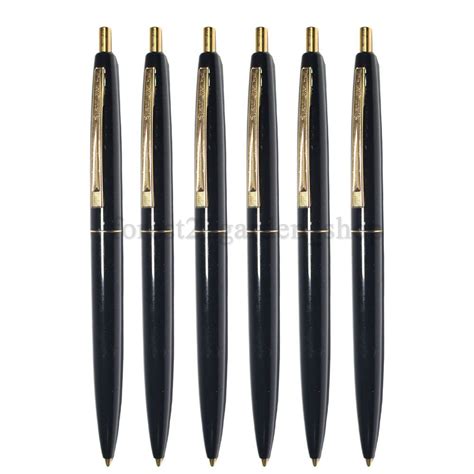 x6 Classic BIC CLIC Ballpoint Pen Plastic & Gold Metal - Black Body - 6 ...