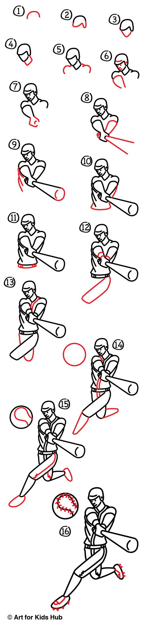 How To Draw A Baseball Player - Art For Kids Hub